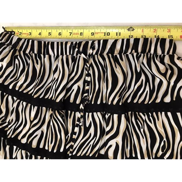 Zebra Print Skirt Womens 16 Peasant Outer Sheer & Black Slip Alfred Dunner Knee - Picture 5 of 6
